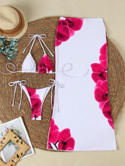 SET FIORE BIKINI + POLLERA