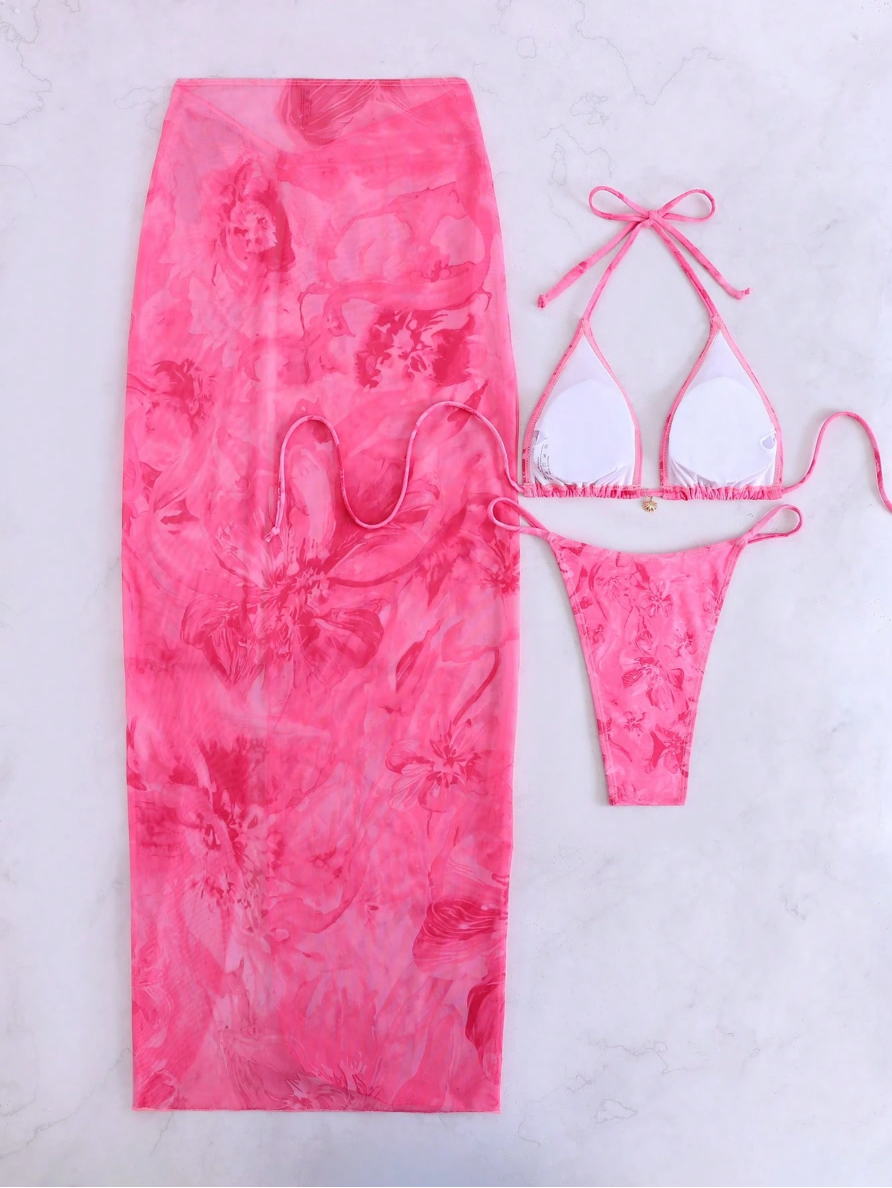 SET ROSE SUNSET BIKINI + POLLERA