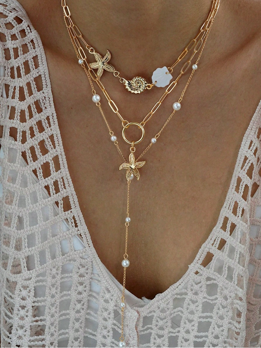 COLLAR SOLANA 3 PIEZAS CON COLGANTES MARINOS
