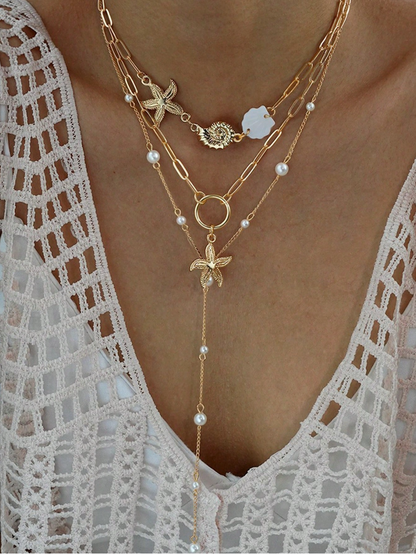 COLLAR SOLANA 3 PIEZAS CON COLGANTES MARINOS