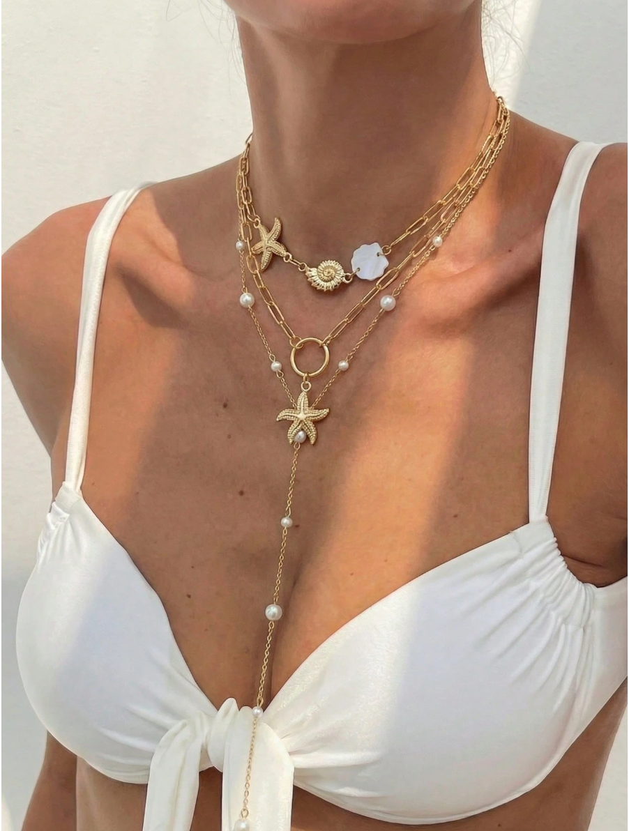 COLLAR SOLANA 3 PIEZAS CON COLGANTES MARINOS