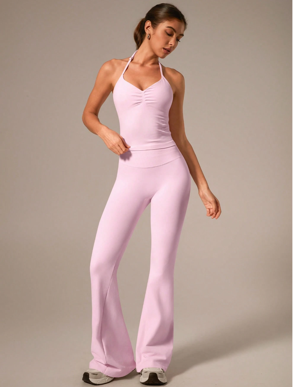 TOP HALTER CON TIRAS AJUSTABLES + PANT OXFORD
