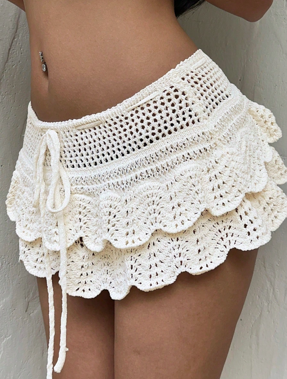 POLLERA DE CROCHET BALI CON VOLADOS