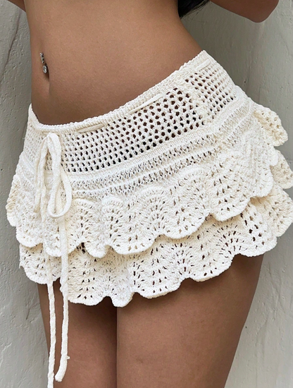 POLLERA DE CROCHET BALI CON VOLADOS