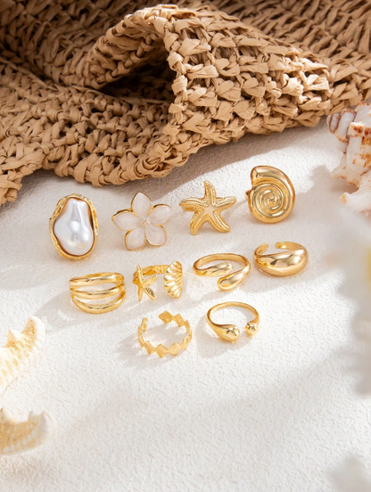GOLDEN RING SET - 10 PIEZAS