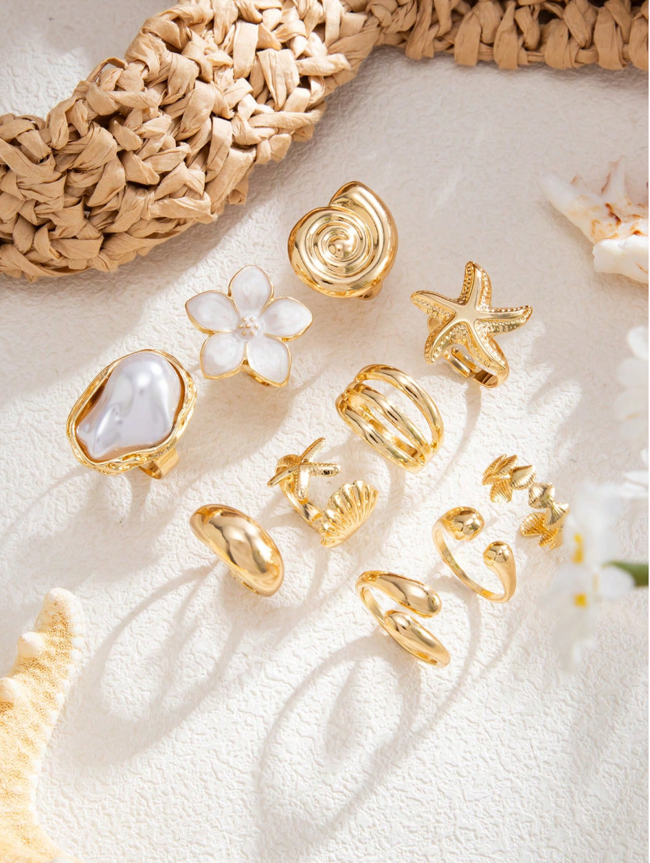 GOLDEN RING SET - 10 PIEZAS